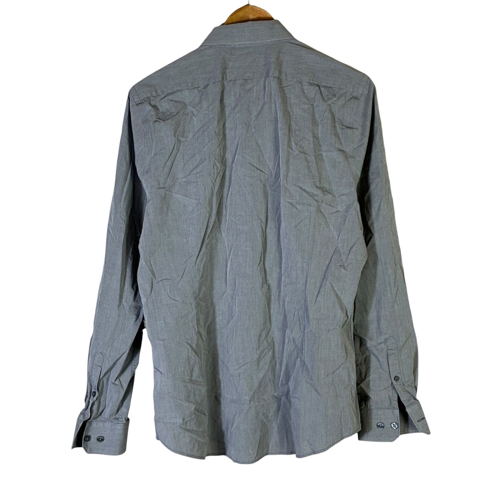 Express 1MX Extra Slim Fit Dress Shirt Mens L Gray Minimalist Modern Office - Picture 4 of 7